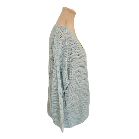 Part Two Etrona Linen Knit Blue Long Sleeve Sweater Sz L - Picture 3 of 8